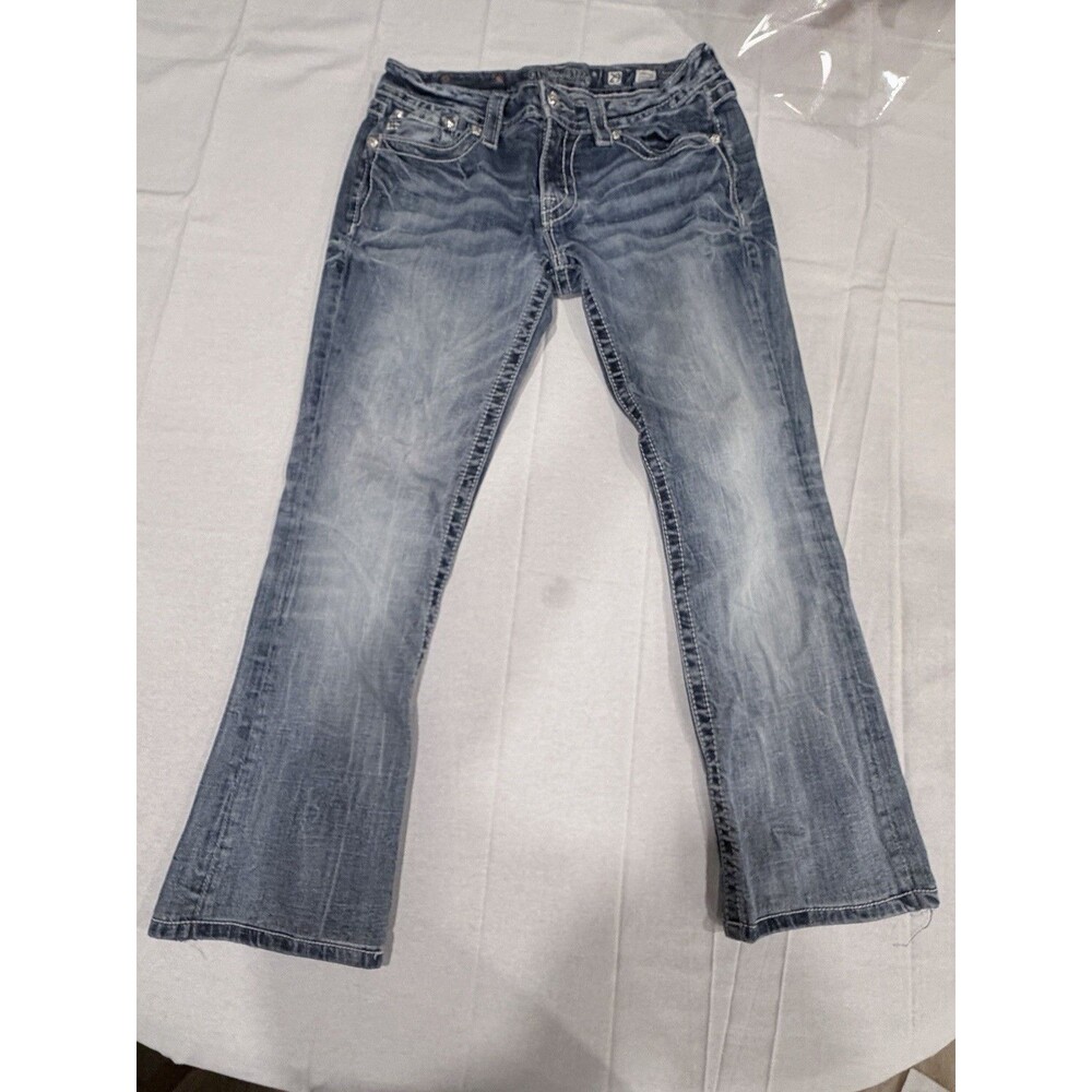 Miss Me Blue Bedazzled Skinny Bootcut Jeans 29 X 34